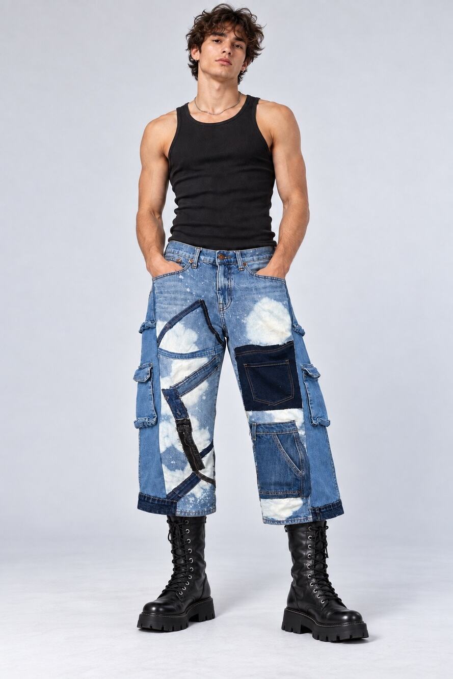 J.Crew Reworked Patchwork Jeans Y2K Grunge Rave Festival Style size
M- L unisex